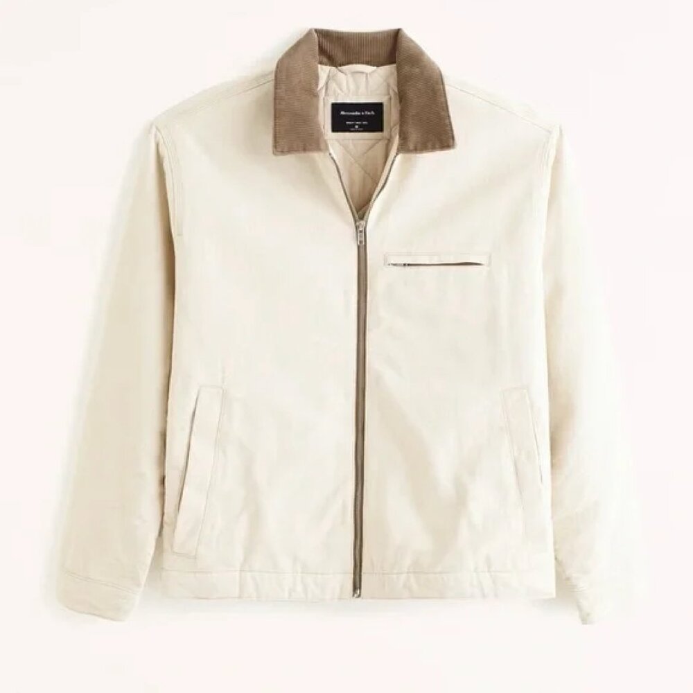 Abercrombie Workwear Lined Trucker Jacket (Cream/large)
